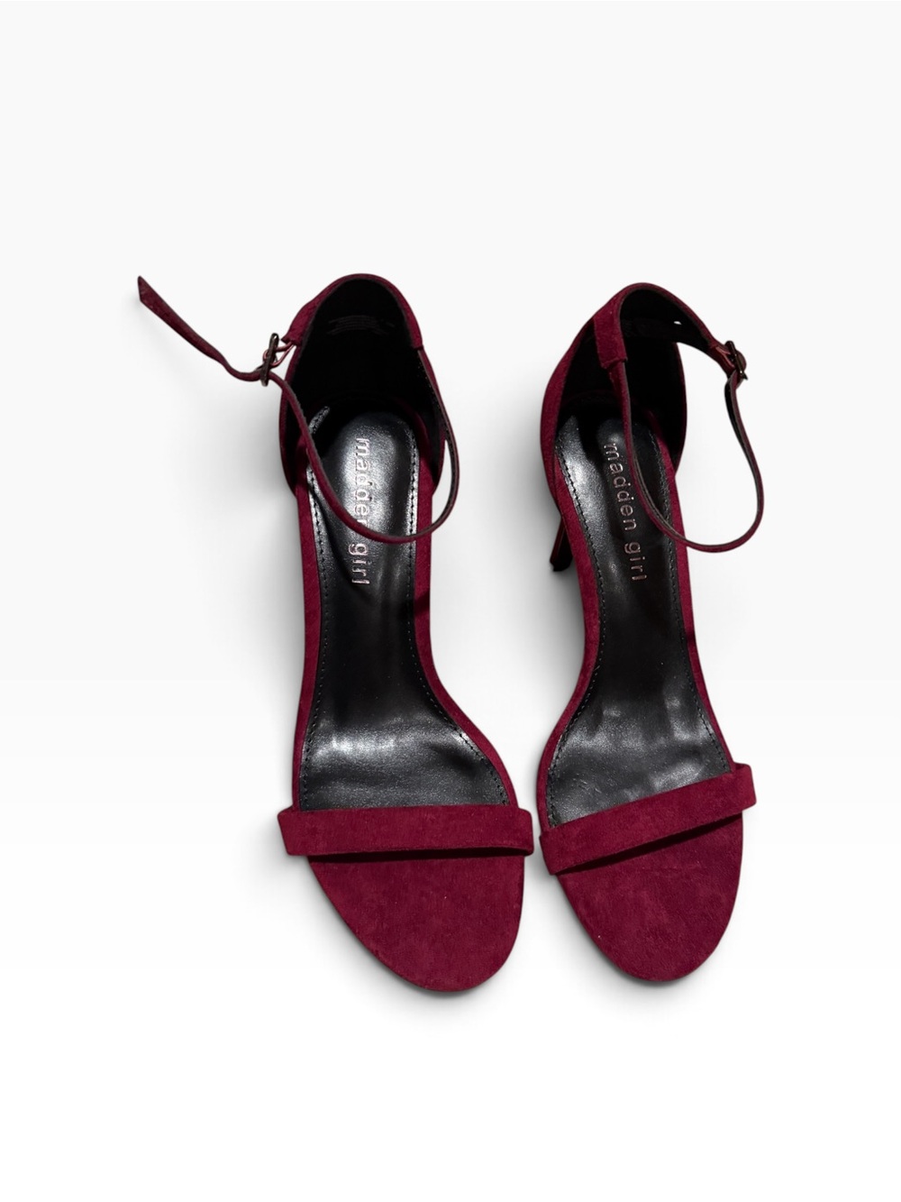Madden Girl Burgundy Suede Ankle-Strap Heels